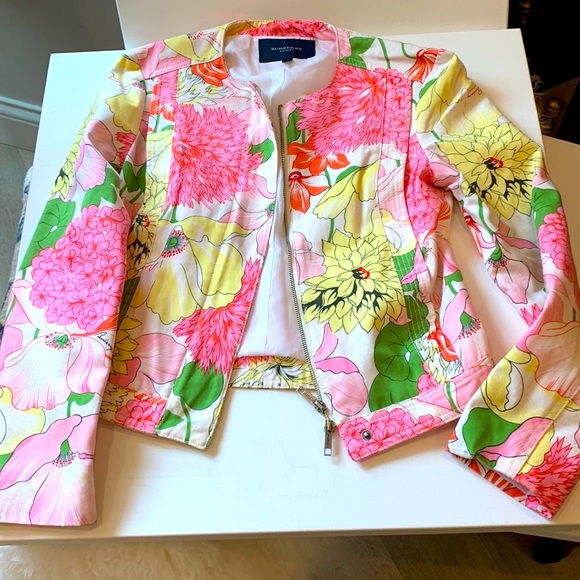 Burberry Flower 🌸 Blazer Jean Jacket Blazer Women Girl Pink Yellow Green White - Picture 17 of 17